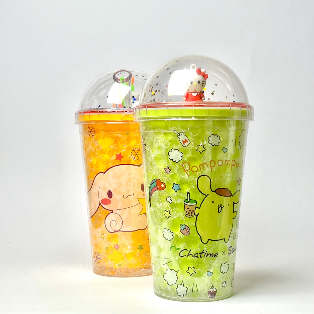 Kawaii Double-Wall Freezing Gel Tumbler with 3D Dome Lid & Straw
