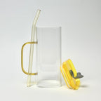 Modern Glass Mug with Lid & Glass Straw