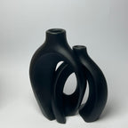 Modern Interlocking Ceramic Vase Set of 2 – Minimalist Matte Hollow Couple Vases