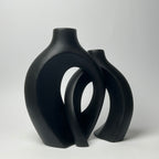 Modern Interlocking Ceramic Vase Set of 2 – Minimalist Matte Hollow Couple Vases