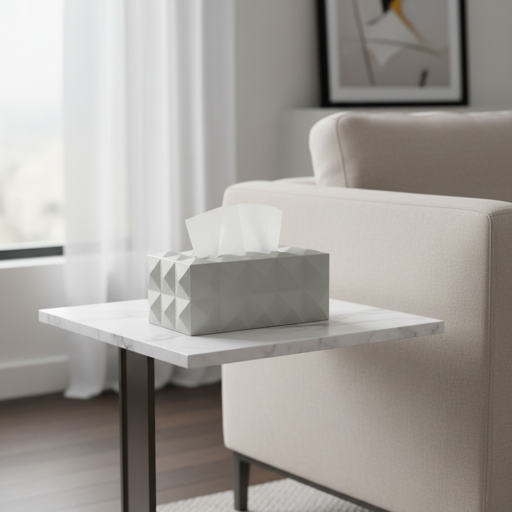 Dual-Side 3D Geometric Tissue Box Cover