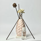 Textured Ceramic Reed Diffuser with Sola Flowers & Rattan Ball Accents