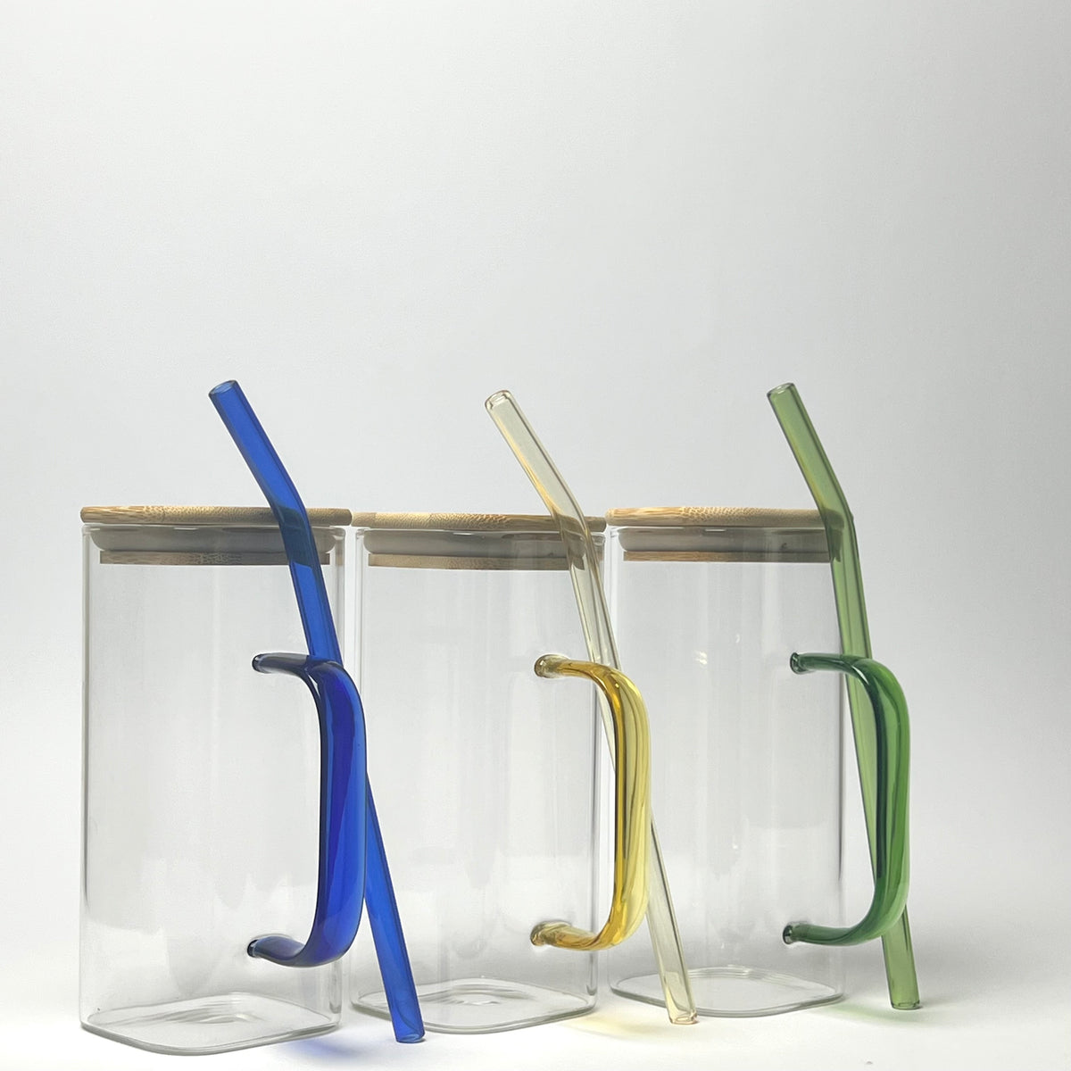 Glass Coffee Mug with Sealed  Lid & Glass Straw