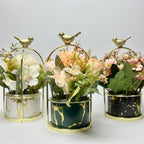 Elegant Gold Bird Cage Flower Pot