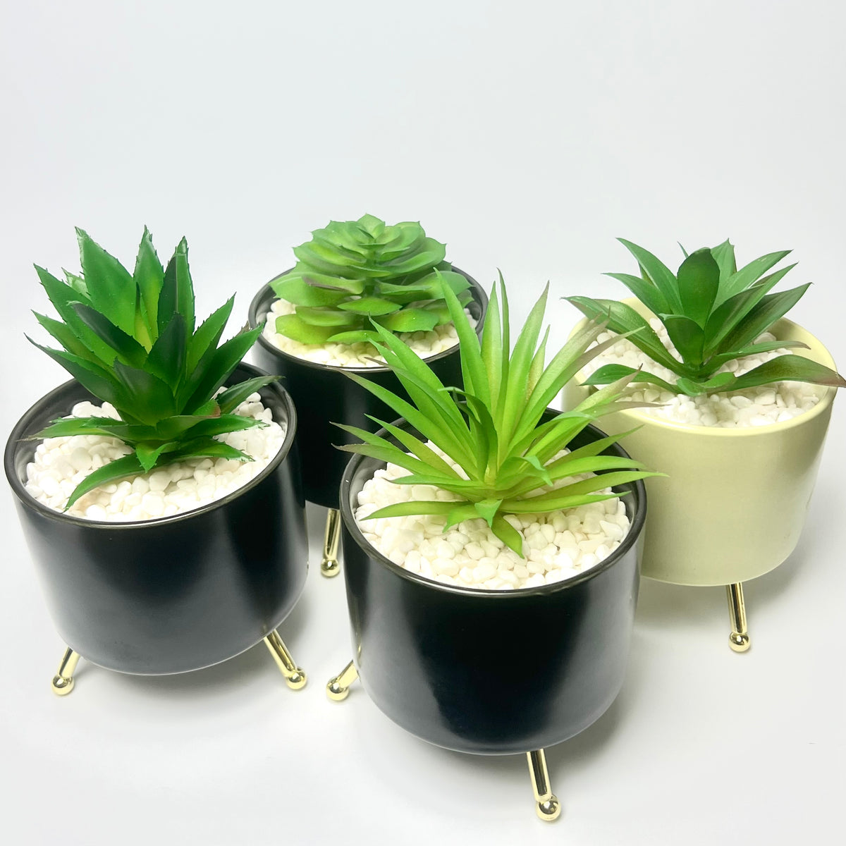 Artificial Succulent Plant in Decorative Metal-Leg Planter