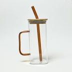 Modern Glass Mug with Lid & Glass Straw