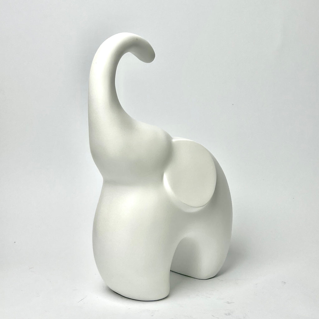 Minimalist Matte White Ceramic Elephant