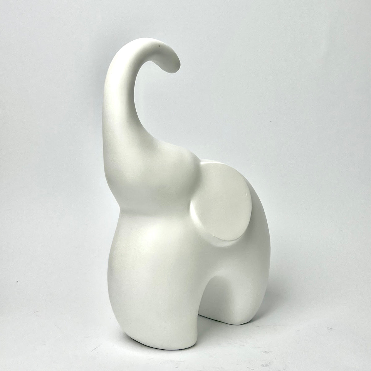 Minimalist Matte White Ceramic Elephant