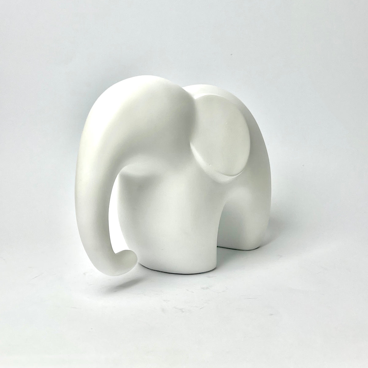 Minimalist Matte White Ceramic Elephant