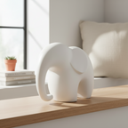 Minimalist Matte White Ceramic Elephant