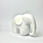 Minimalist Matte White Ceramic Elephant
