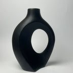 Modern Interlocking Ceramic Vase Set of 2 – Minimalist Matte Hollow Couple Vases
