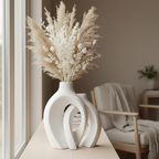Modern Interlocking Ceramic Vase Set of 2 – Minimalist Matte Hollow Couple Vases