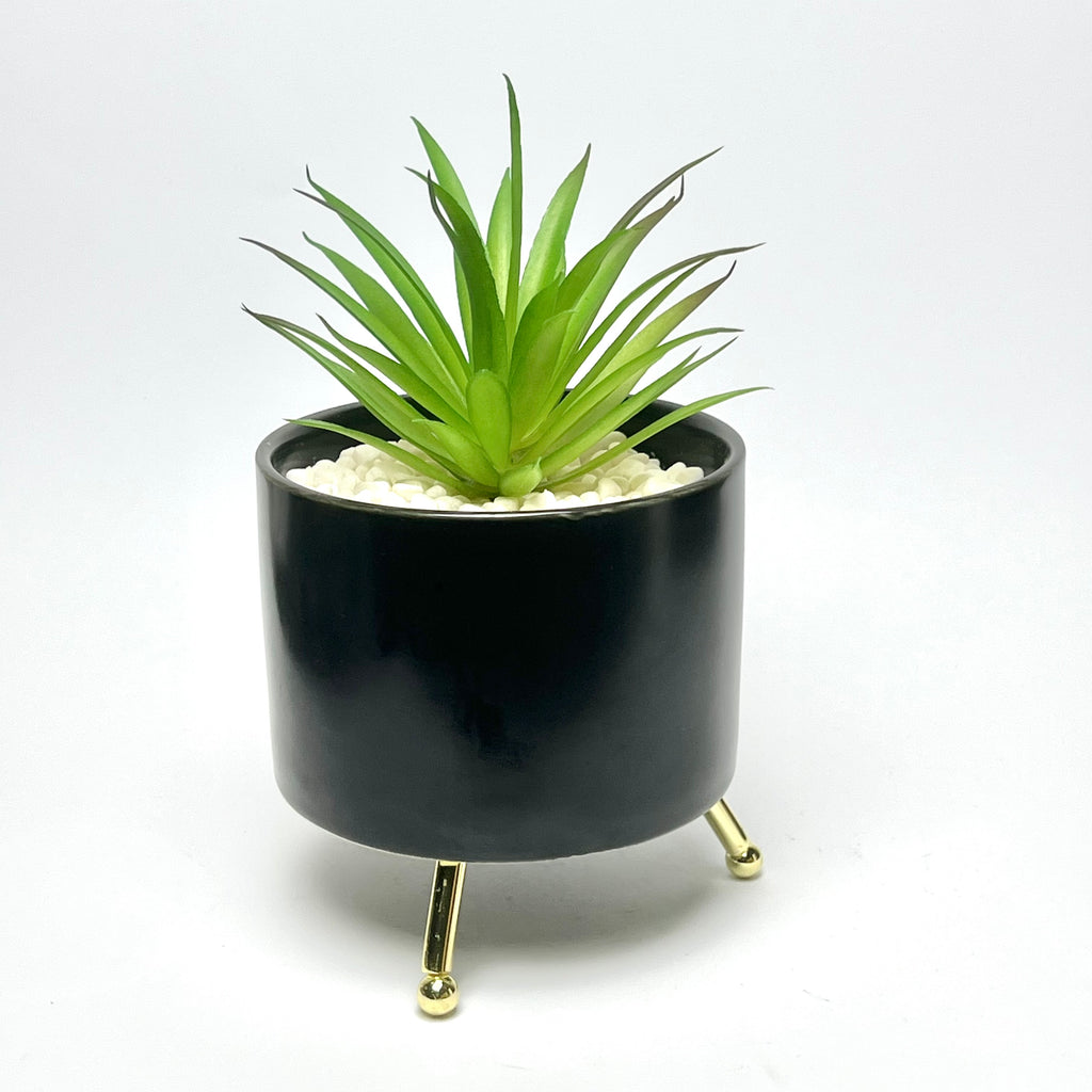 Artificial Succulent Plant in Decorative Metal-Leg Planter