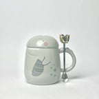 Cute Ceramic Dinosaur Mug with Golden Spoon