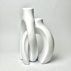 Modern Interlocking Ceramic Vase Set of 2 – Minimalist Matte Hollow Couple Vases