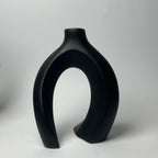 Modern Interlocking Ceramic Vase Set of 2 – Minimalist Matte Hollow Couple Vases