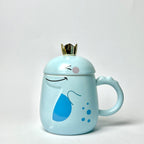 Cute Ceramic Dinosaur Mug with Golden Spoon