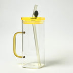 Modern Glass Mug with Lid & Glass Straw