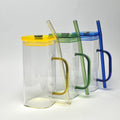 Modern Glass Mug with Lid & Glass Straw