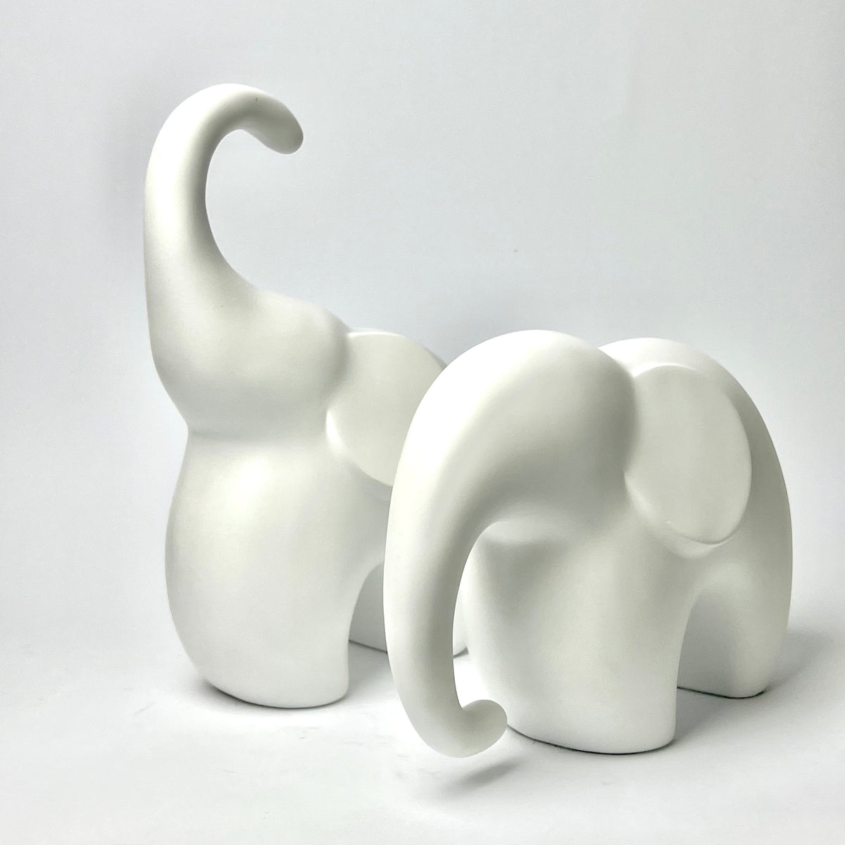Minimalist Matte White Ceramic Elephant