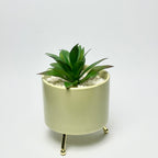 Artificial Succulent Plant in Decorative Metal-Leg Planter