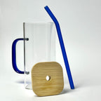 Glass Coffee Mug with Sealed  Lid & Glass Straw