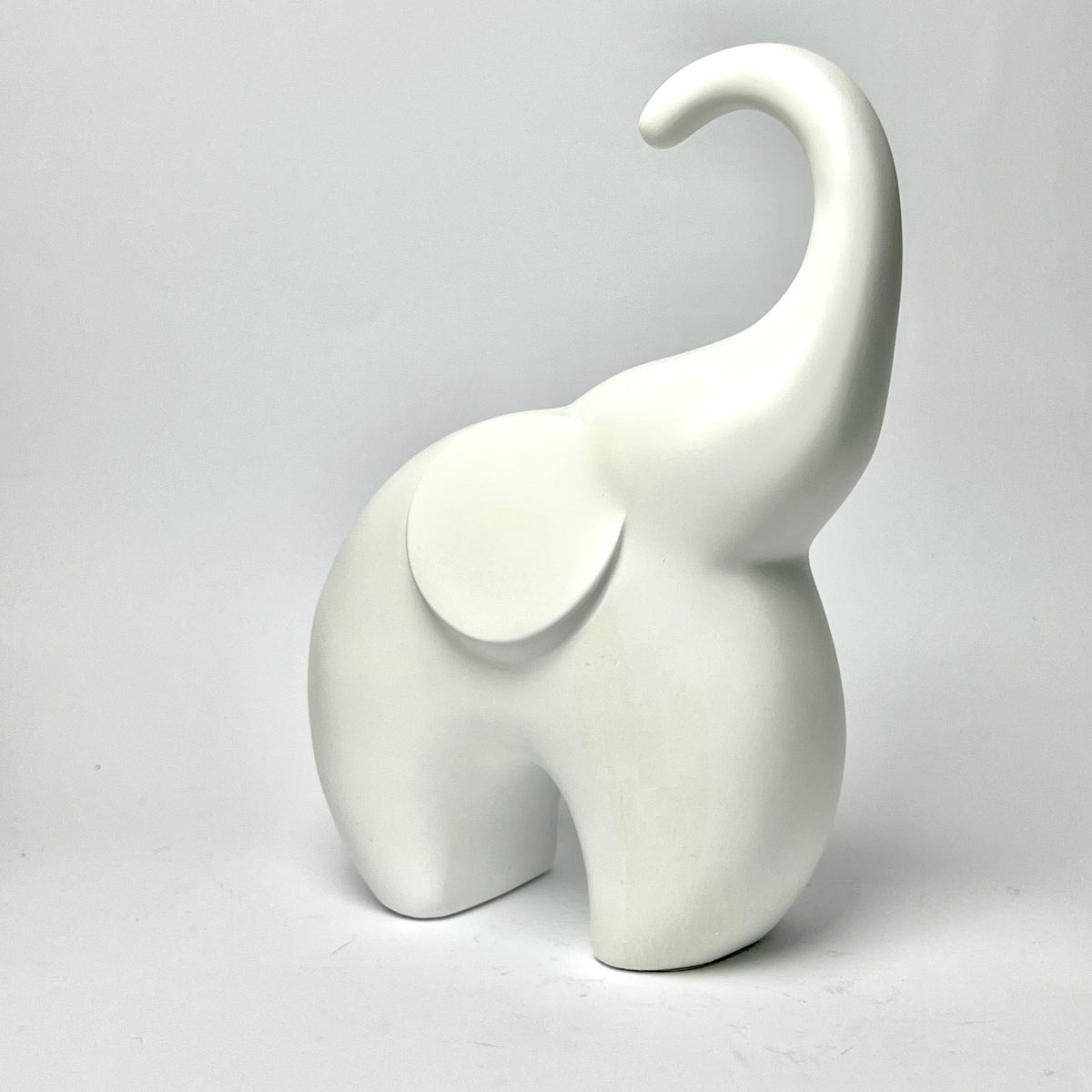 Minimalist Matte White Ceramic Elephant