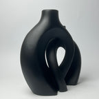 Modern Interlocking Ceramic Vase Set of 2 – Minimalist Matte Hollow Couple Vases