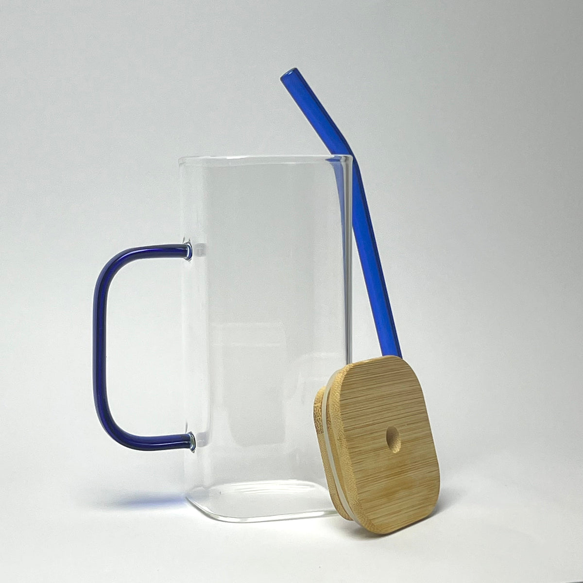 Glass Coffee Mug with Sealed  Lid & Glass Straw