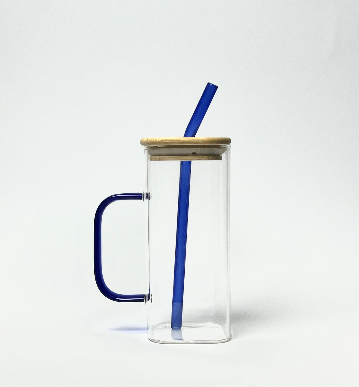 Glass Coffee Mug with Sealed  Lid & Glass Straw
