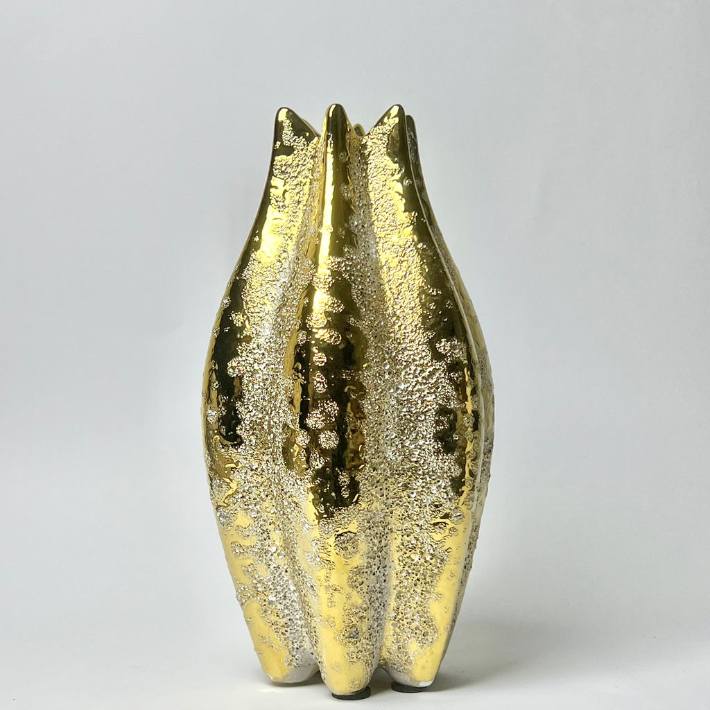 Luxe Textured Gold Decorative Vase