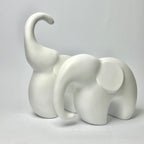 Minimalist Matte White Ceramic Elephant