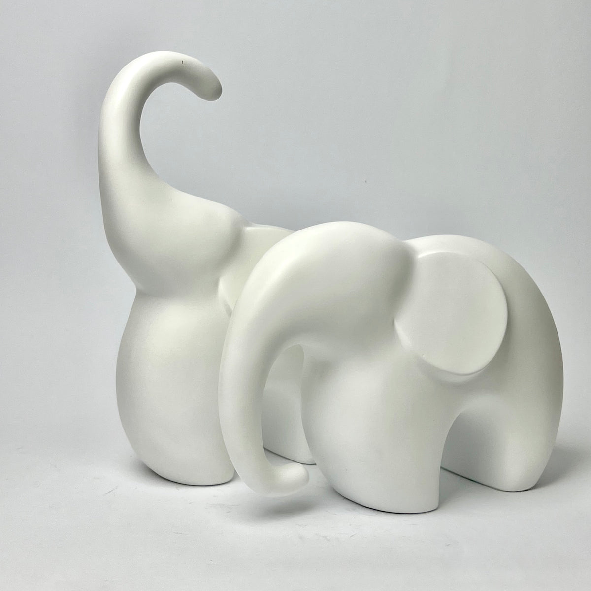 Minimalist Matte White Ceramic Elephant