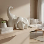 Minimalist Matte White Ceramic Elephant