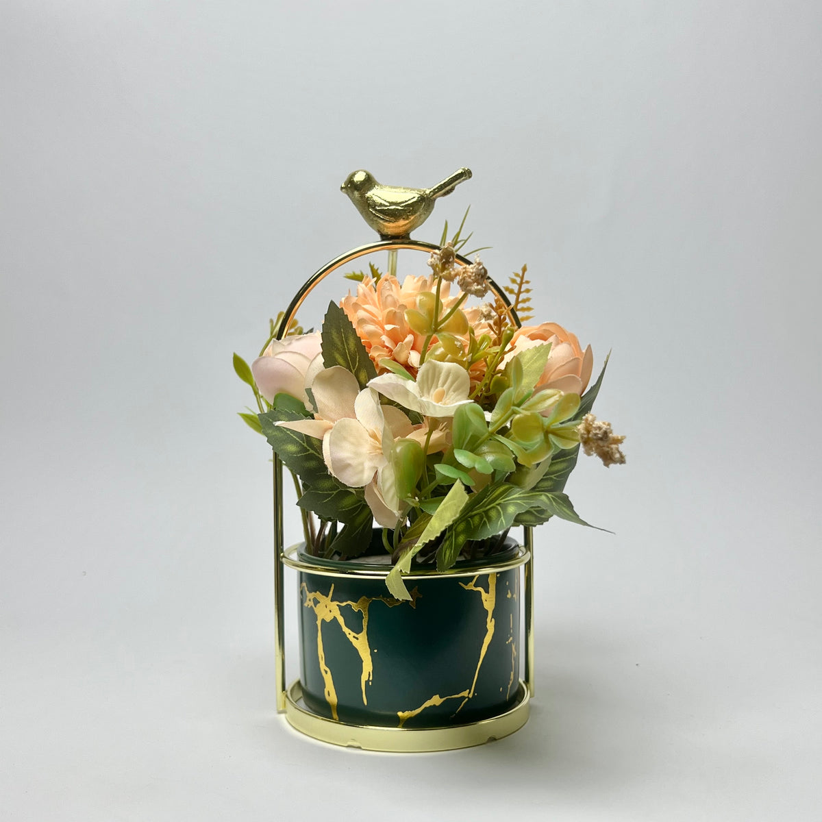 Elegant Gold Bird Cage Flower Pot