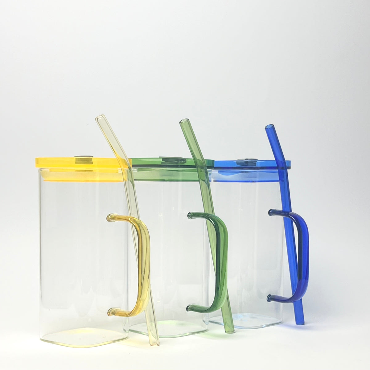 Modern Glass Mug with Lid & Glass Straw