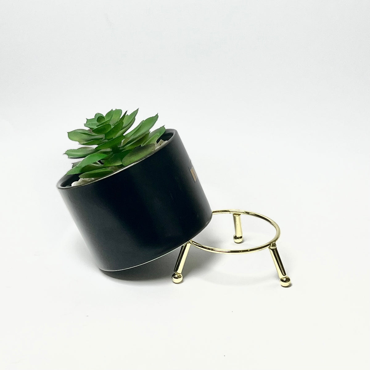 Artificial Succulent Plant in Decorative Metal-Leg Planter
