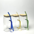 Glass Coffee Mug with Sealed  Lid & Glass Straw